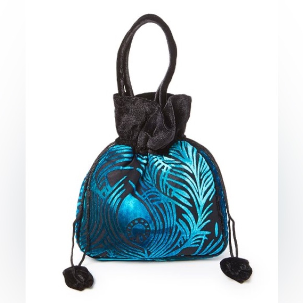 Turquoise Peacock Feather Pouch